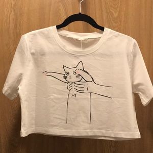 Romwe Crop Shirt - Kitty Lover